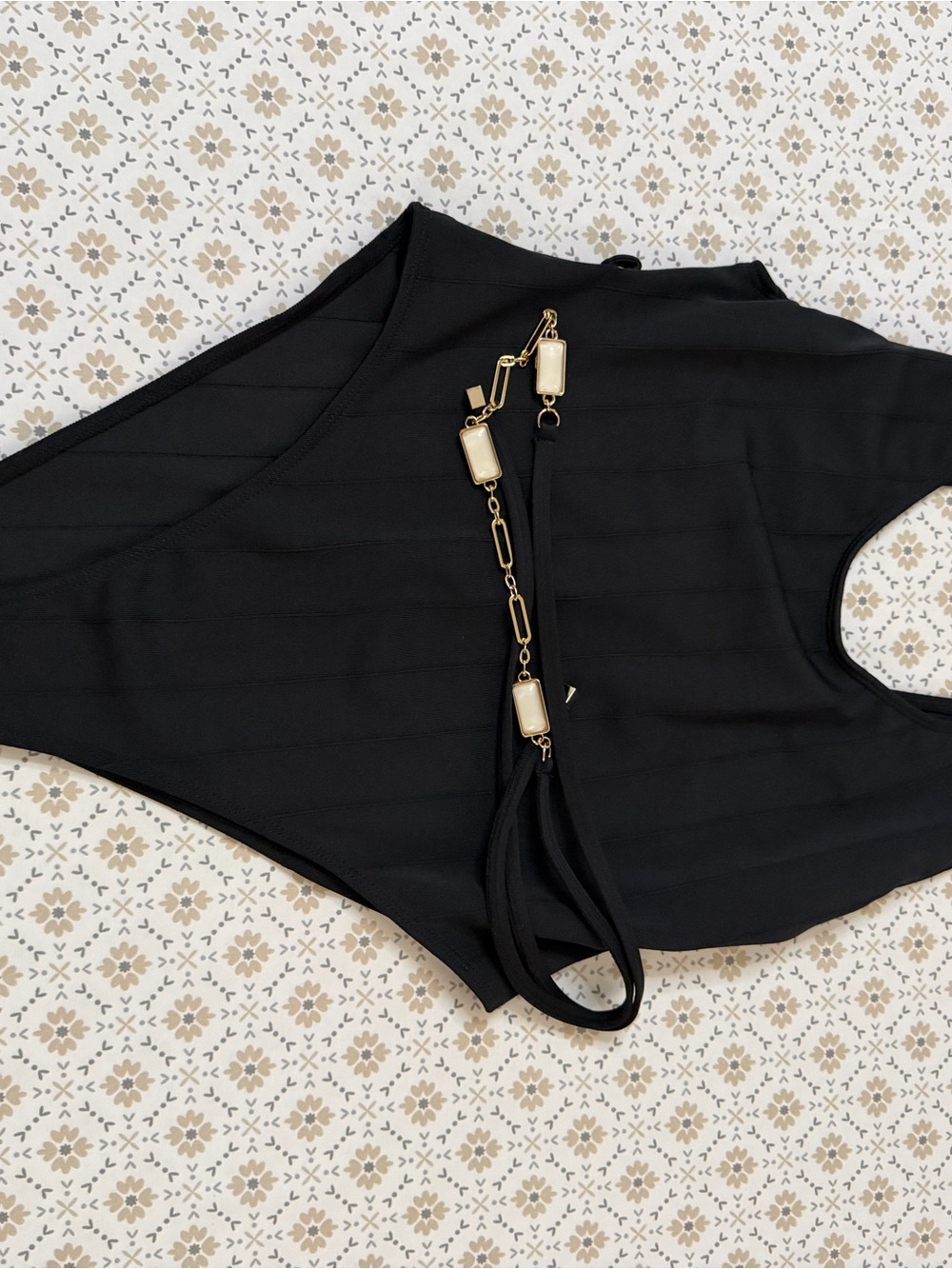 Black Women's swimming suit with Gold Accent